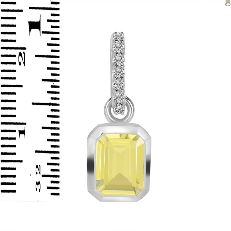 Lemon Quartz & White Topaz Pendant LEM-RDP-955-CZ-LOOP.