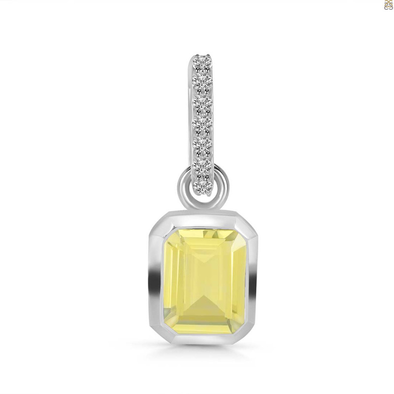 Lemon Quartz & White Topaz Pendant LEM-RDP-955-CZ-LOOP.