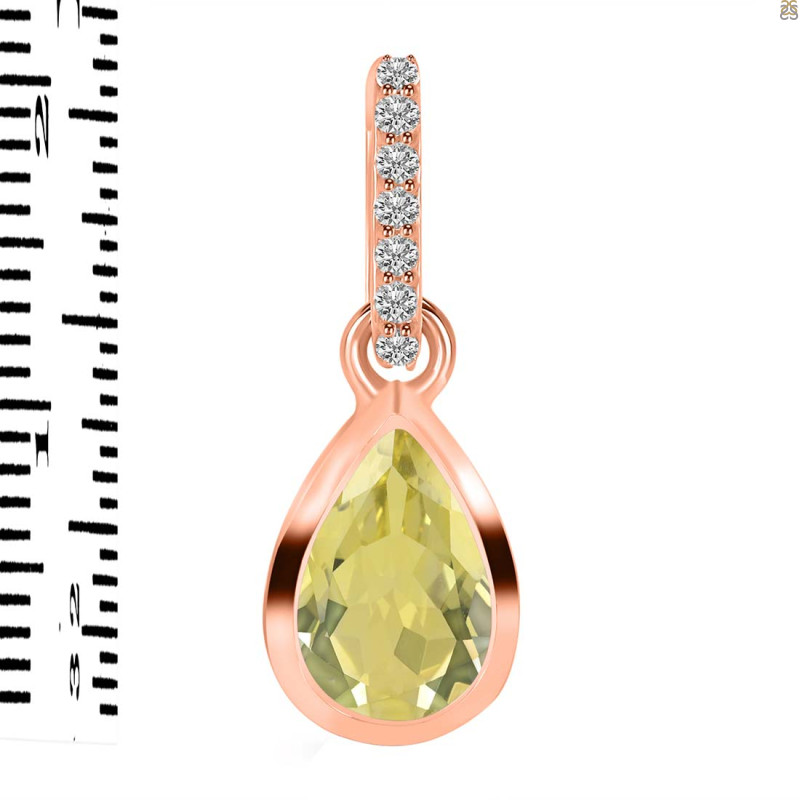 Lemon Quartz & White Topaz Pendant LEM-RDP-956-CZ-LOOP.
