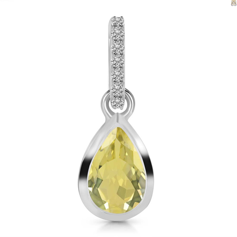 Lemon Quartz & White Topaz Pendant LEM-RDP-956-CZ-LOOP.