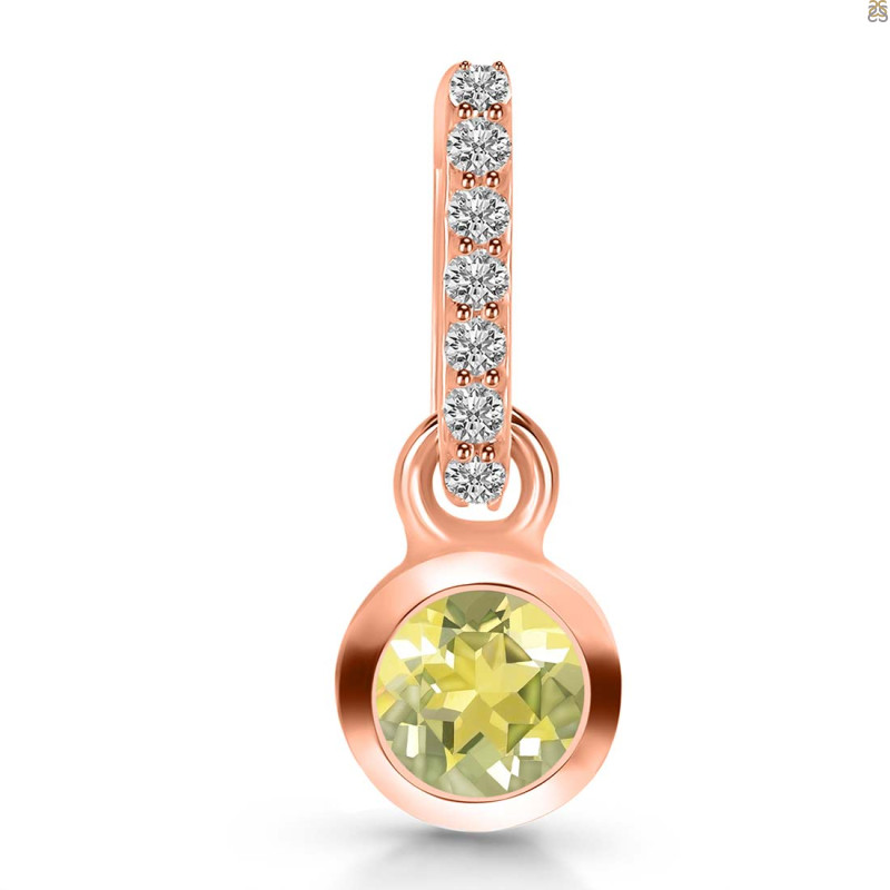 Lemon Quartz & White Topaz Pendant LEM-RDP-957-CZ-LOOP.