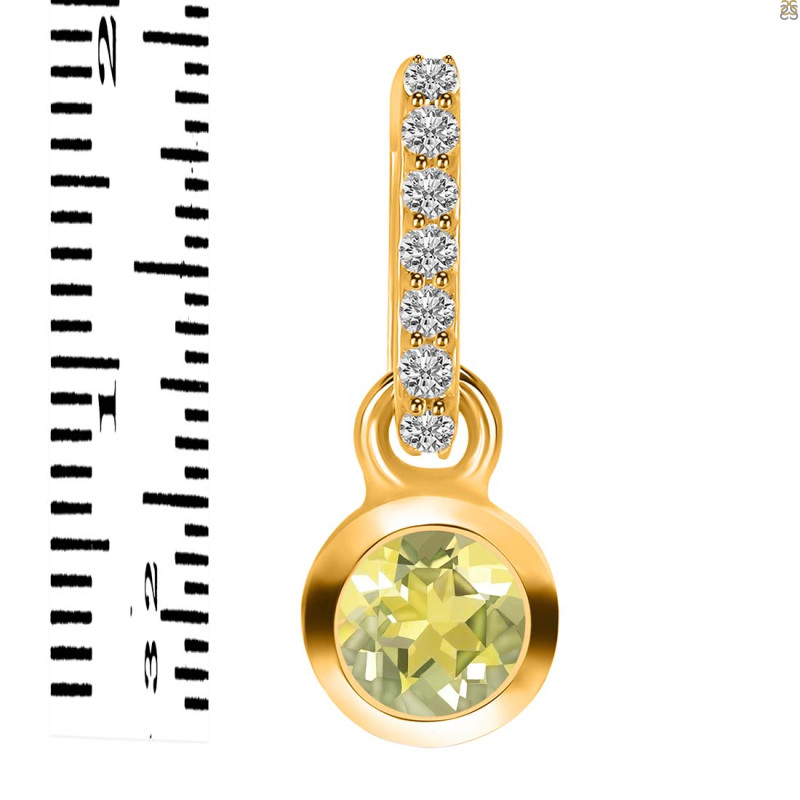 Lemon Quartz & White Topaz Pendant LEM-RDP-957-CZ-LOOP.