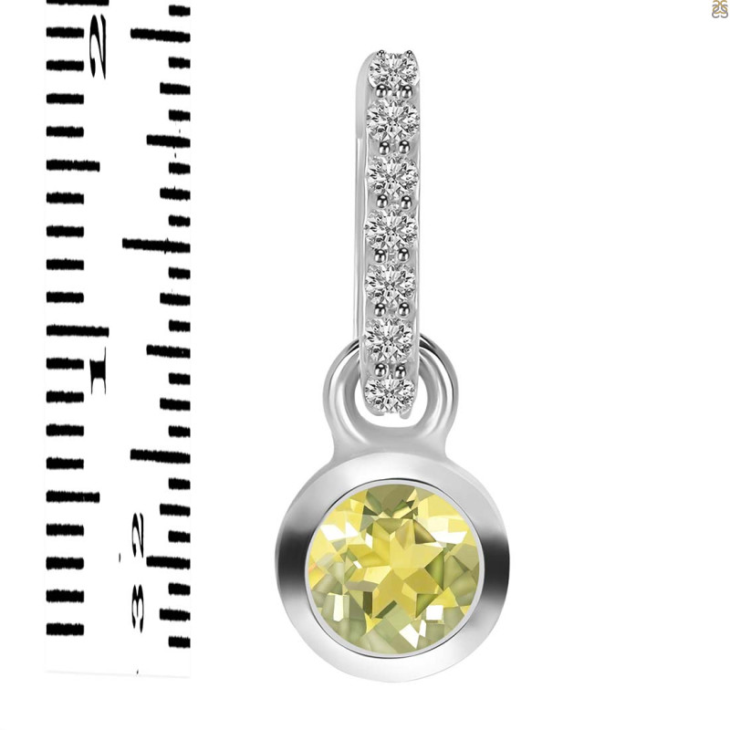 Lemon Quartz & White Topaz Pendant LEM-RDP-957-CZ-LOOP.