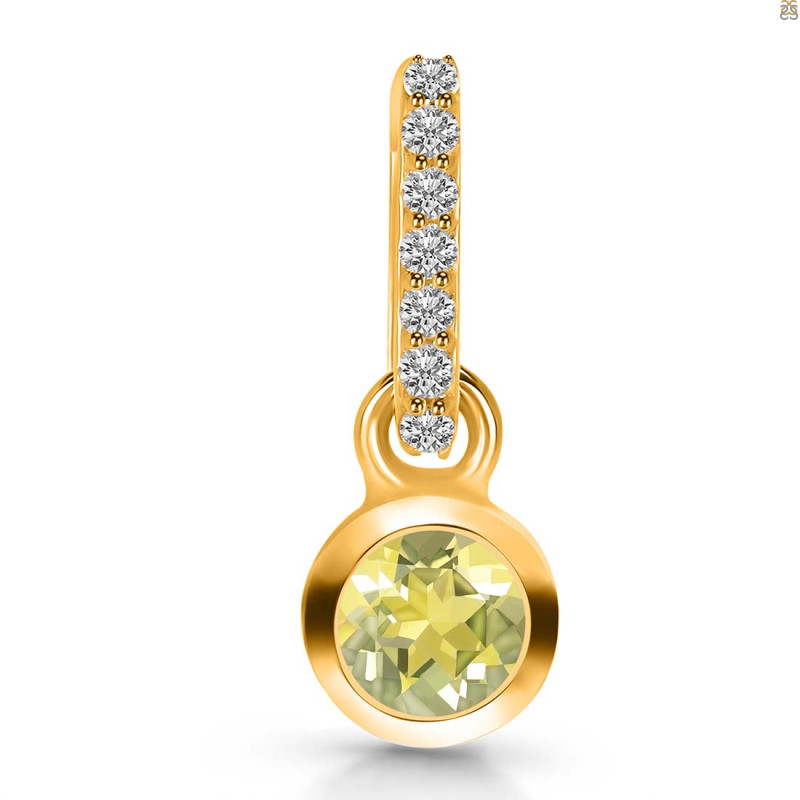Lemon Quartz & White Topaz Pendant LEM-RDP-957-CZ-LOOP.