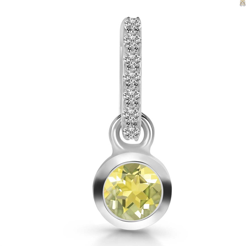 Lemon Quartz & White Topaz Pendant LEM-RDP-957-CZ-LOOP.