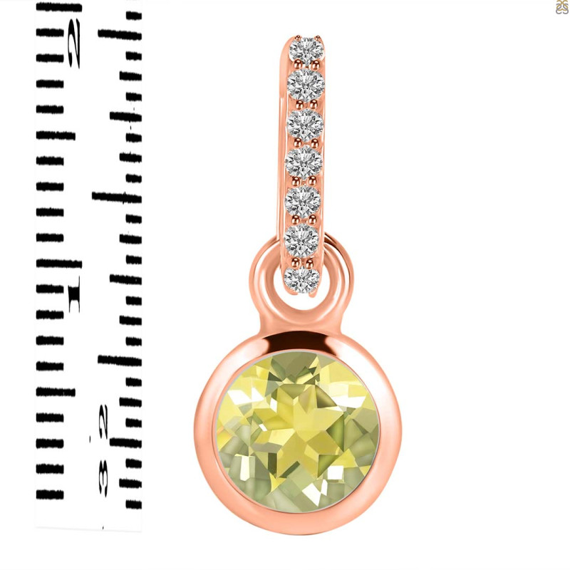 Lemon Quartz & White Topaz Pendant LEM-RDP-958-CZ-LOOP.