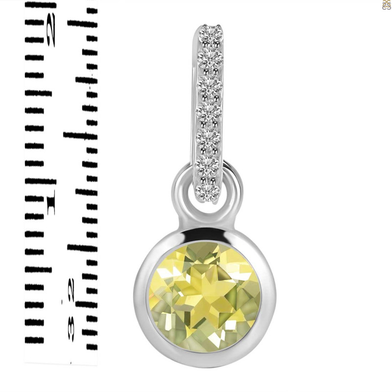 Lemon Quartz & White Topaz Pendant LEM-RDP-958-CZ-LOOP.