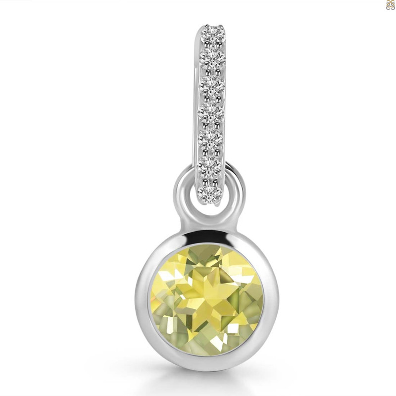 Lemon Quartz & White Topaz Pendant LEM-RDP-958-CZ-LOOP.