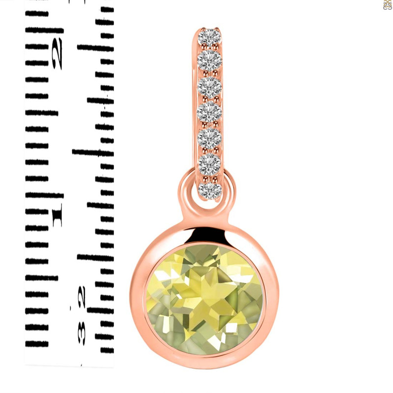 Lemon Quartz & White Topaz Pendant LEM-RDP-959-CZ-LOOP.