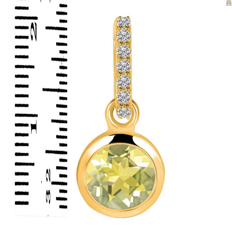 Lemon Quartz & White Topaz Pendant LEM-RDP-959-CZ-LOOP.
