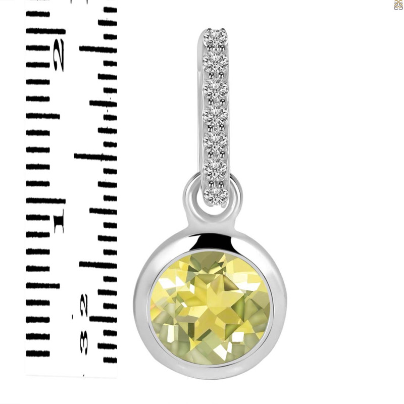 Lemon Quartz & White Topaz Pendant LEM-RDP-959-CZ-LOOP.