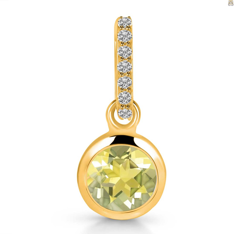 Lemon Quartz & White Topaz Pendant LEM-RDP-959-CZ-LOOP.