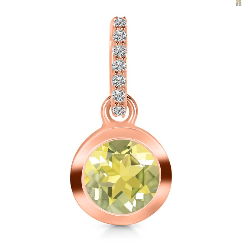 Lemon Quartz & White Topaz Pendant LEM-RDP-960-CZ-LOOP.