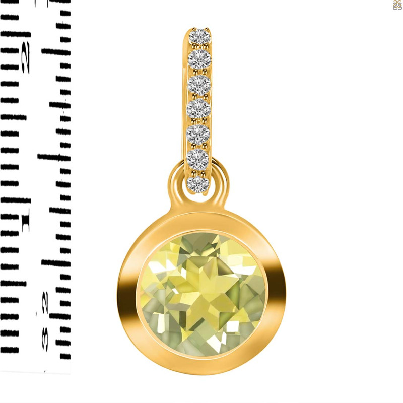 Lemon Quartz & White Topaz Pendant LEM-RDP-960-CZ-LOOP.