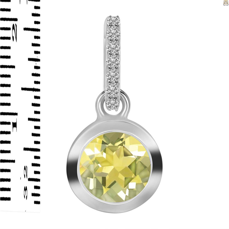 Lemon Quartz & White Topaz Pendant LEM-RDP-960-CZ-LOOP.