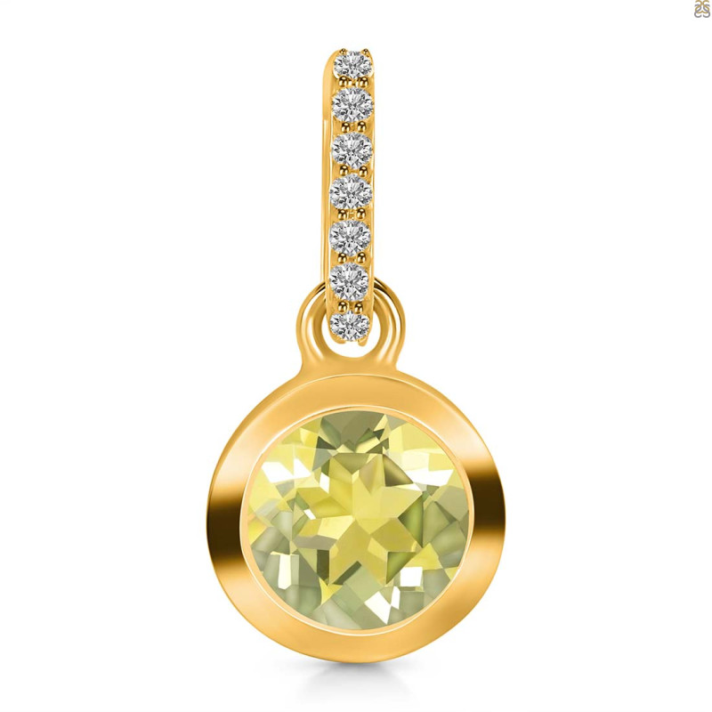 Lemon Quartz & White Topaz Pendant LEM-RDP-960-CZ-LOOP.