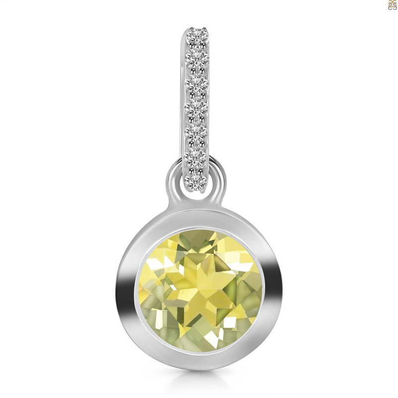 Lemon Quartz & White Topaz Pendant LEM-RDP-960-CZ-LOOP.
