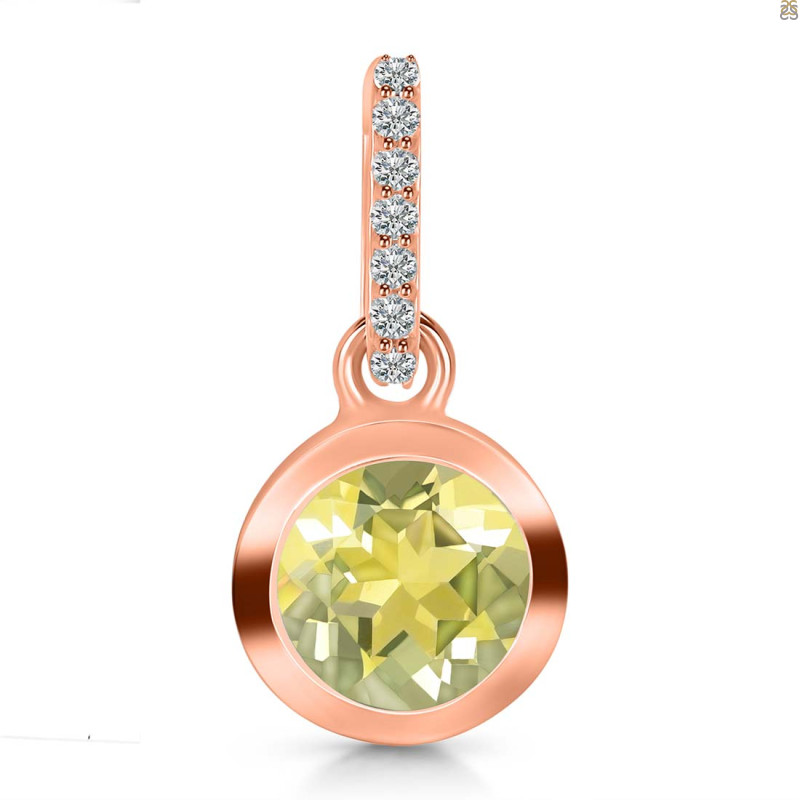 Lemon Quartz & White Topaz Pendant LEM-RDP-992-CZ-LOOP.