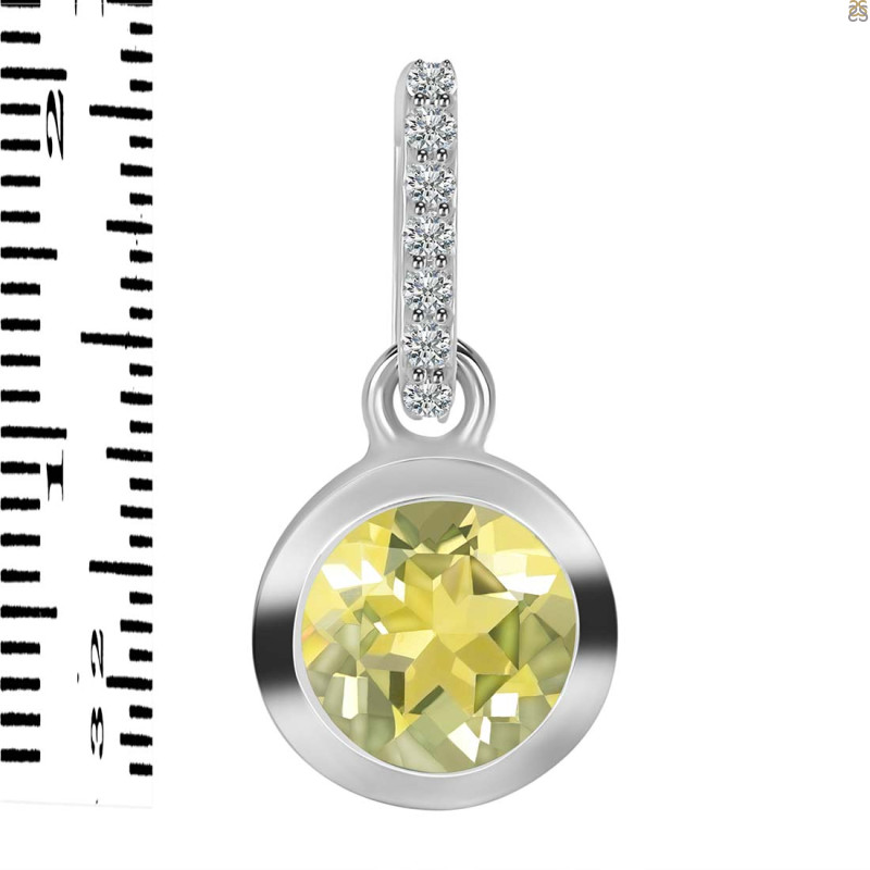 Lemon Quartz & White Topaz Pendant LEM-RDP-992-CZ-LOOP.