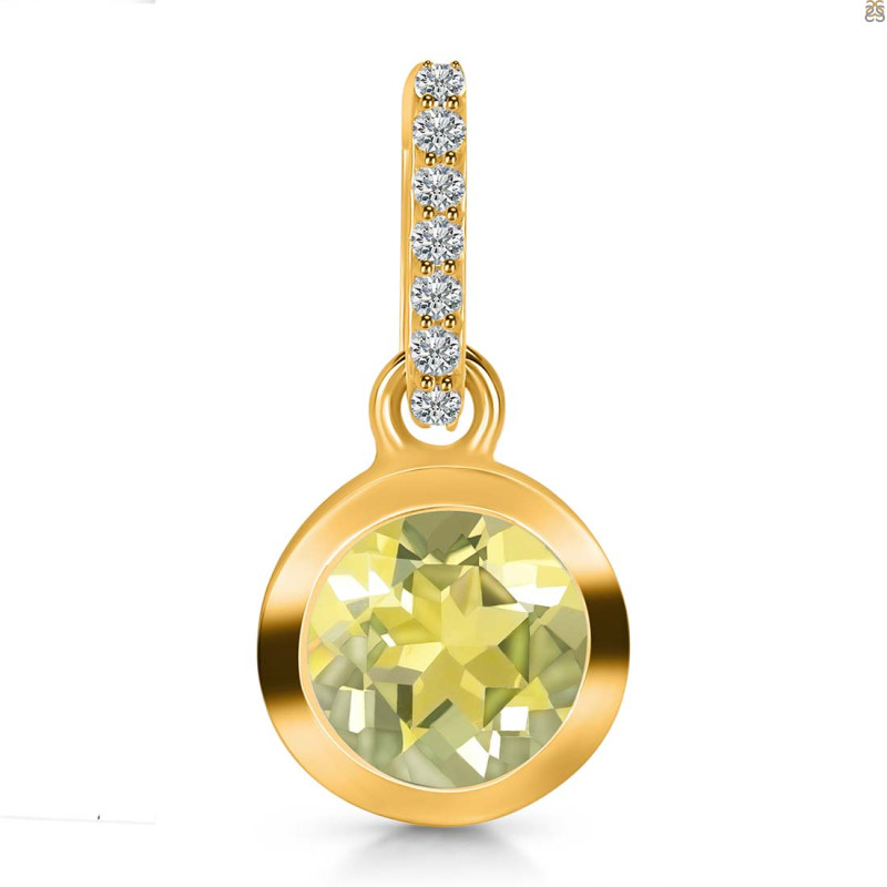 Lemon Quartz & White Topaz Pendant LEM-RDP-992-CZ-LOOP.