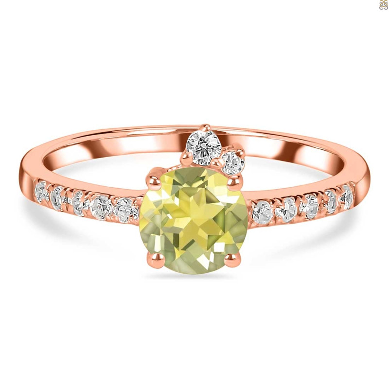 Lemon Quartz & White Topaz Ring LEM-RDR-2303.