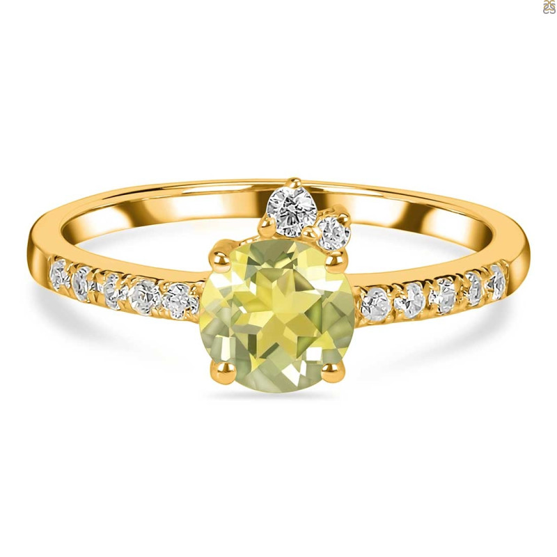 Lemon Quartz & White Topaz Ring LEM-RDR-2303.