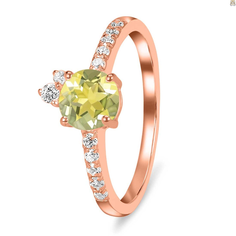 Lemon Quartz & White Topaz Ring LEM-RDR-2303.