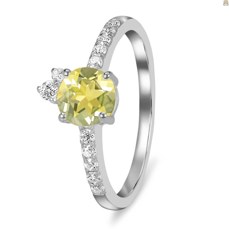 Lemon Quartz & White Topaz Ring