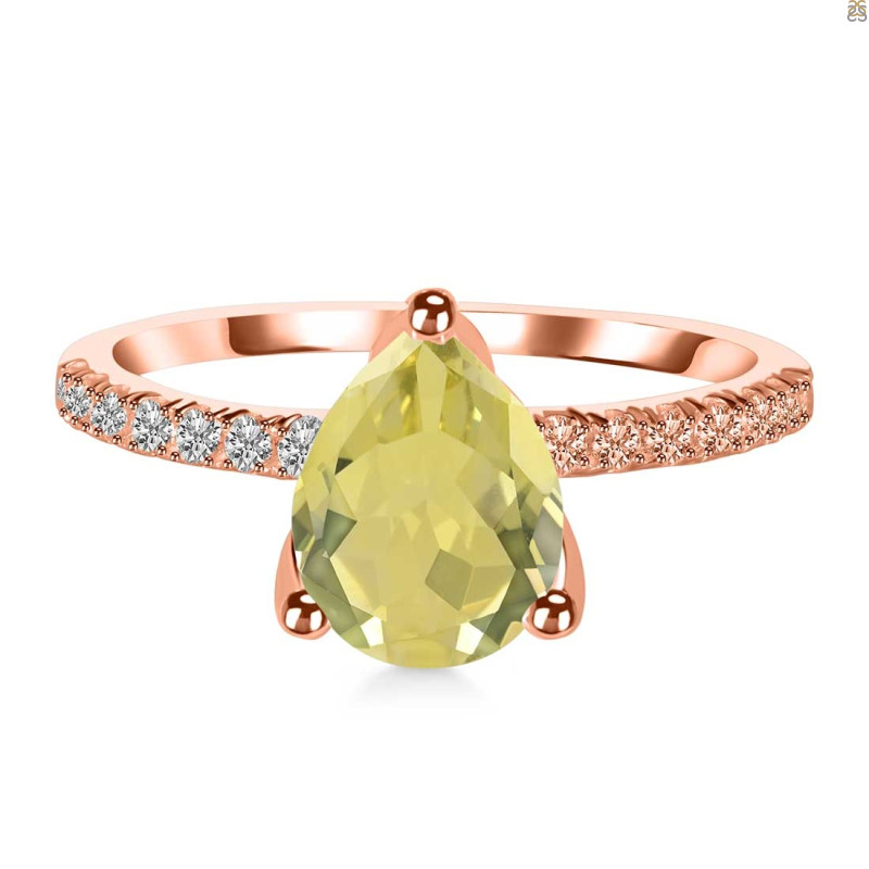 Lemon Quartz & White Topaz Ring LEM-RDR-2860.