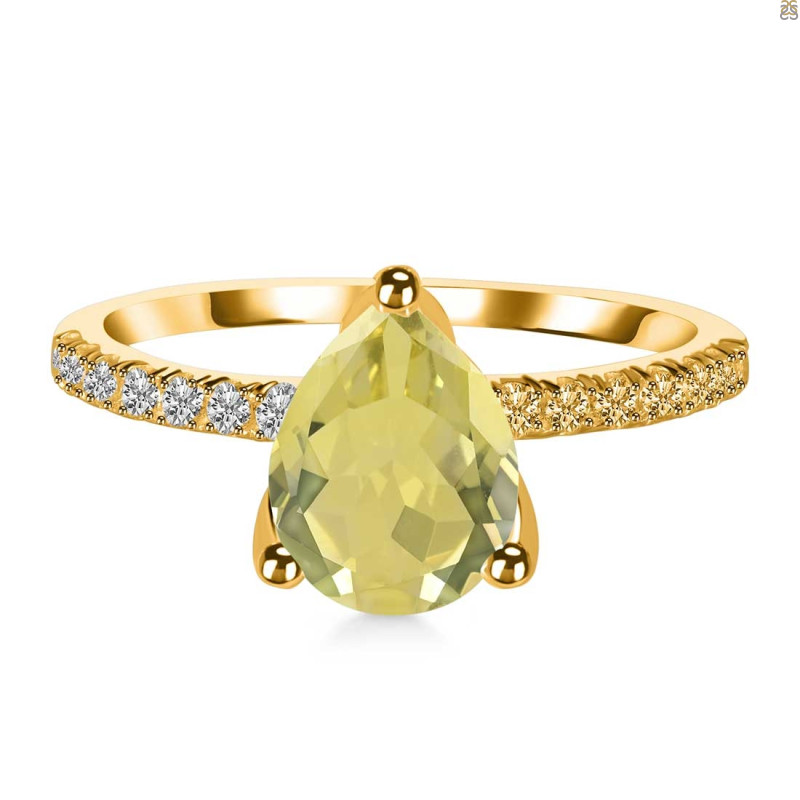 Lemon Quartz & White Topaz Ring LEM-RDR-2860.