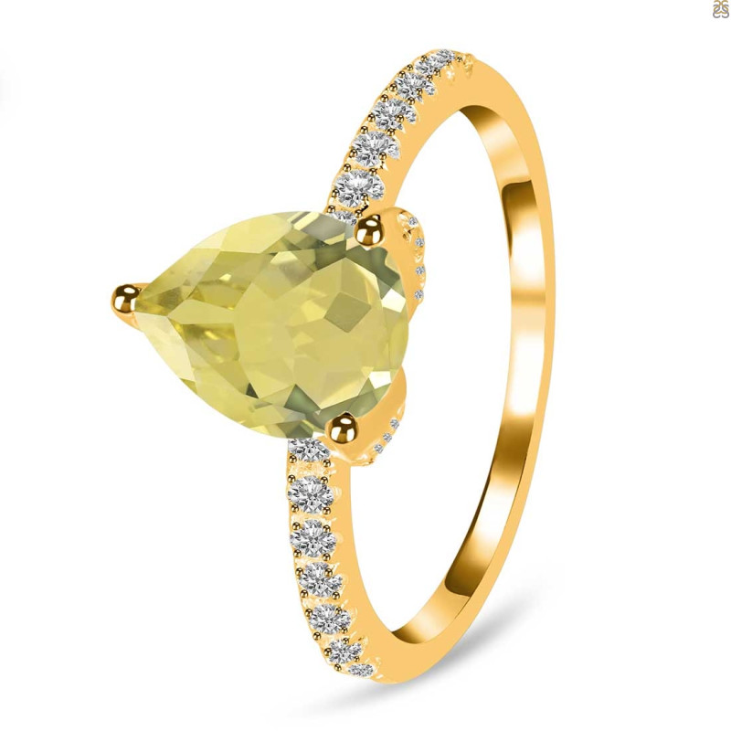 Lemon Quartz & White Topaz Ring LEM-RDR-2860.