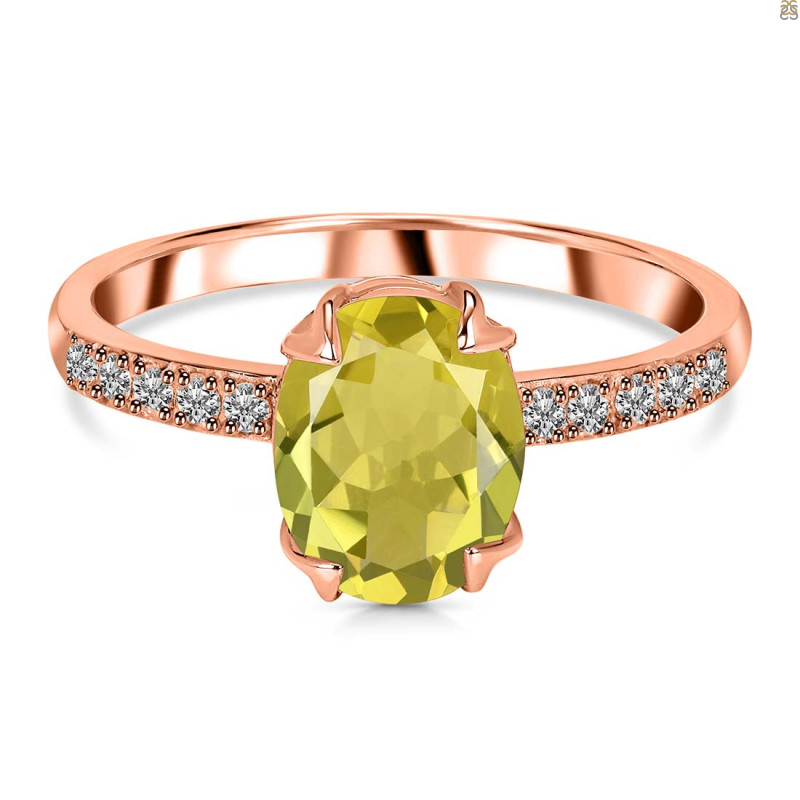 Lemon Quartz & White Topaz Ring LEM-RR-207.