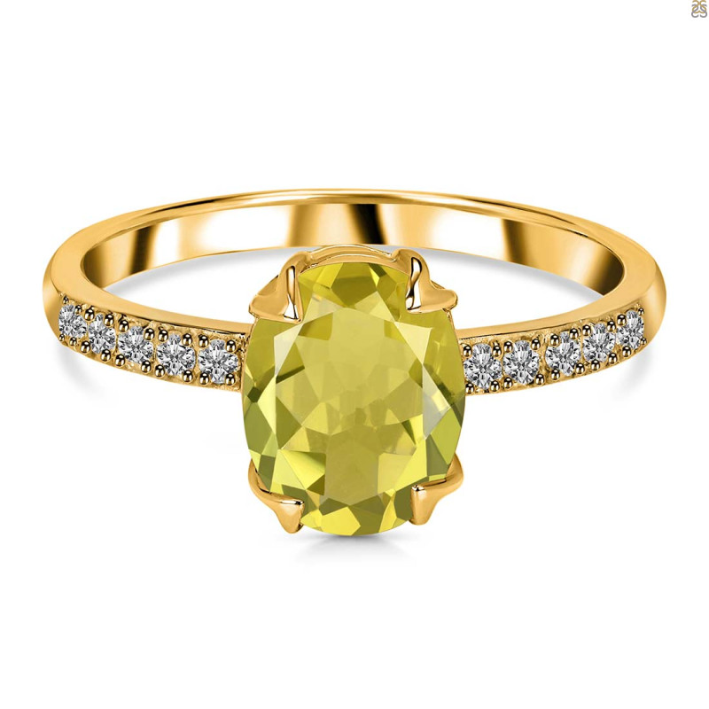 Lemon Quartz & White Topaz Ring LEM-RR-207.