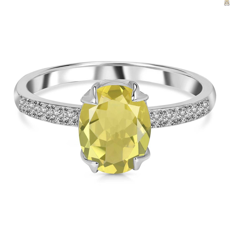 Lemon Quartz & White Topaz Ring LEM-RR-207.