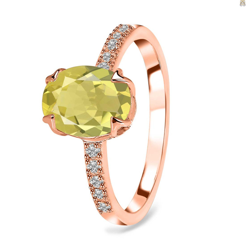 Lemon Quartz & White Topaz Ring LEM-RR-207.