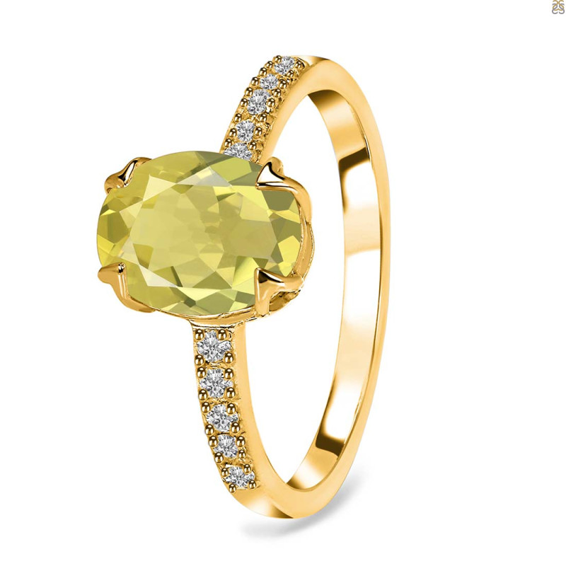 Lemon Quartz & White Topaz Ring LEM-RR-207.