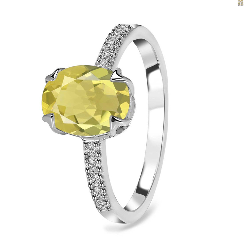 Lemon Quartz & White Topaz Ring