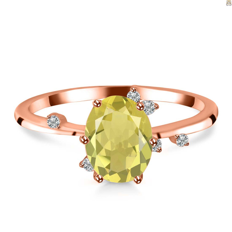 Lemon Quartz & White Topaz Ring LEM-RR-318.