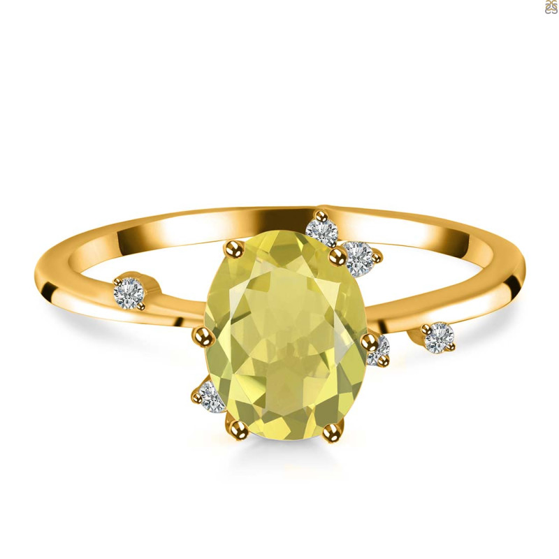 Lemon Quartz & White Topaz Ring LEM-RR-318.