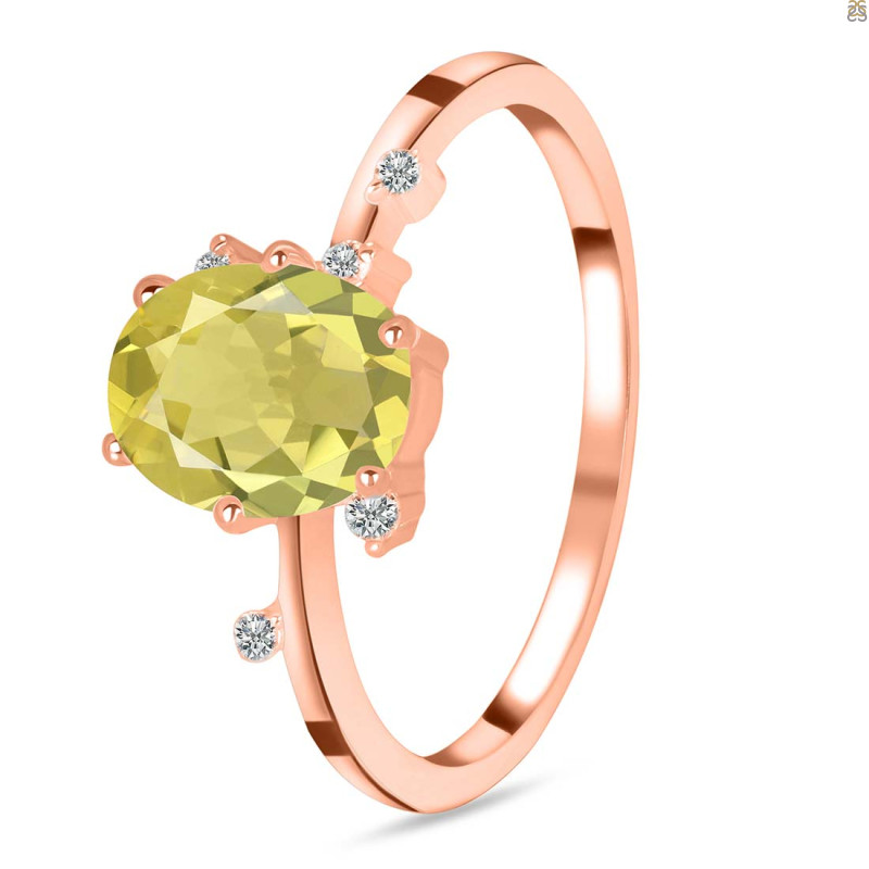 Lemon Quartz & White Topaz Ring LEM-RR-318.