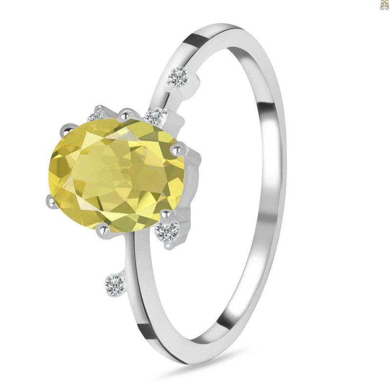 Lemon Quartz & White Topaz Ring