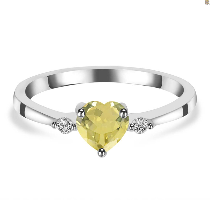 Lemon Quartz & White Topaz Ring LEM-RR-425.