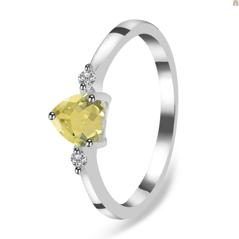 Lemon Quartz & White Topaz Ring