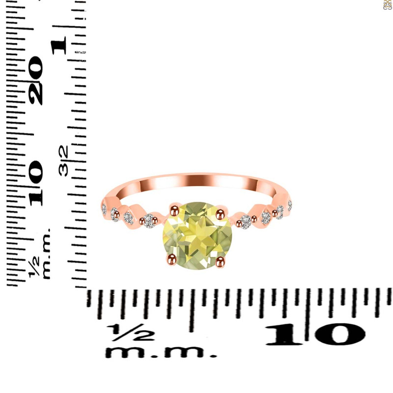 Lemon Quartz & White Topaz Ring LEM-RR-426.