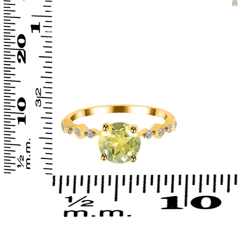 Lemon Quartz & White Topaz Ring LEM-RR-426.