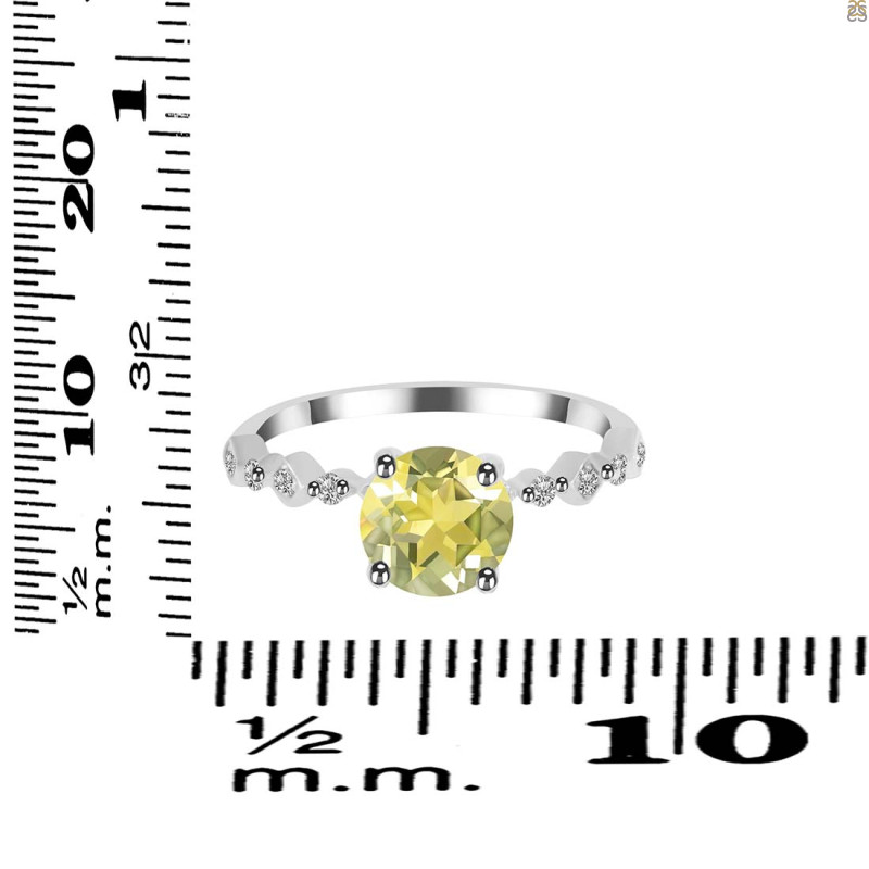 Lemon Quartz & White Topaz Ring LEM-RR-426.