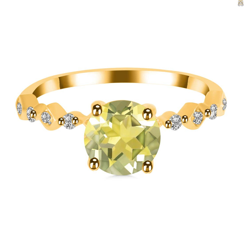 Lemon Quartz & White Topaz Ring LEM-RR-426.