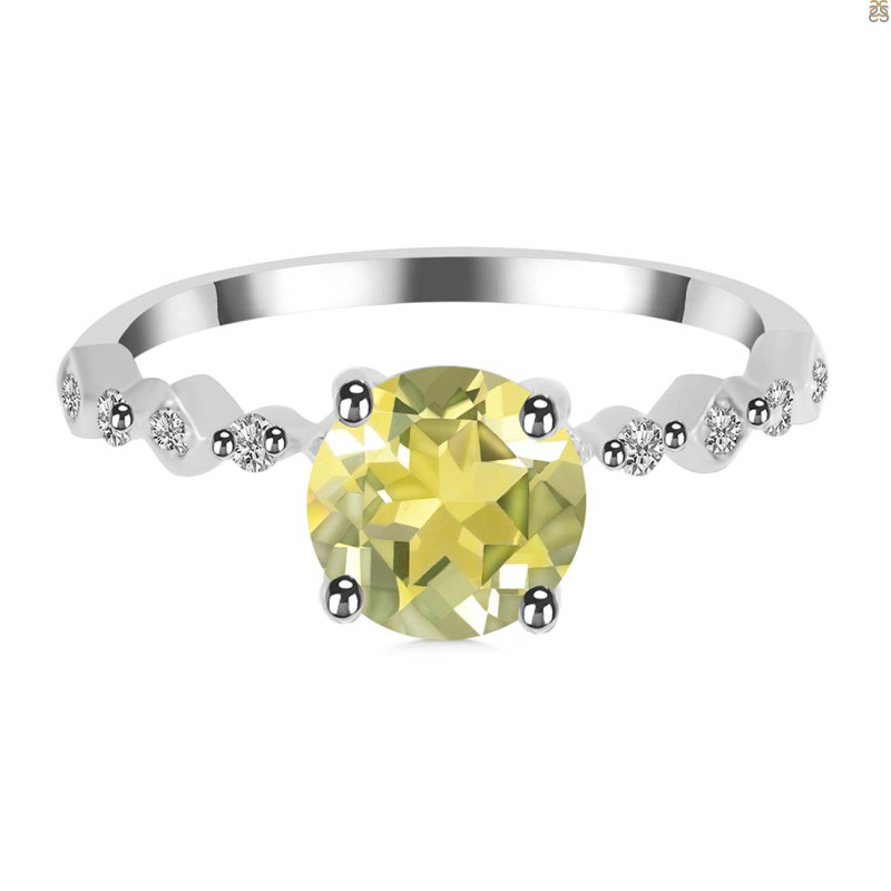 Lemon Quartz & White Topaz Ring LEM-RR-426.