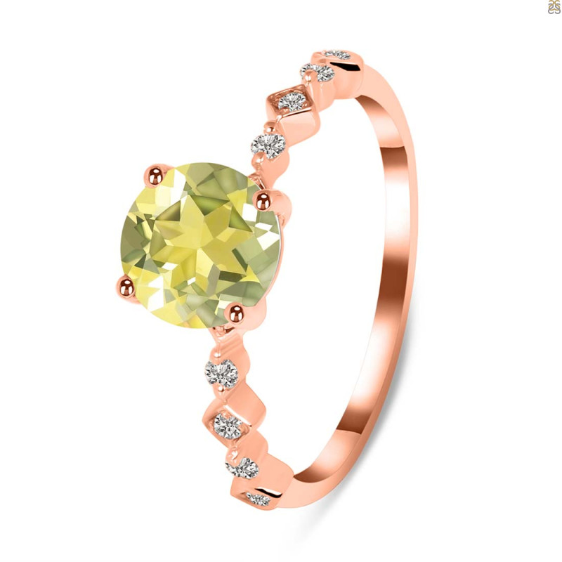 Lemon Quartz & White Topaz Ring LEM-RR-426.