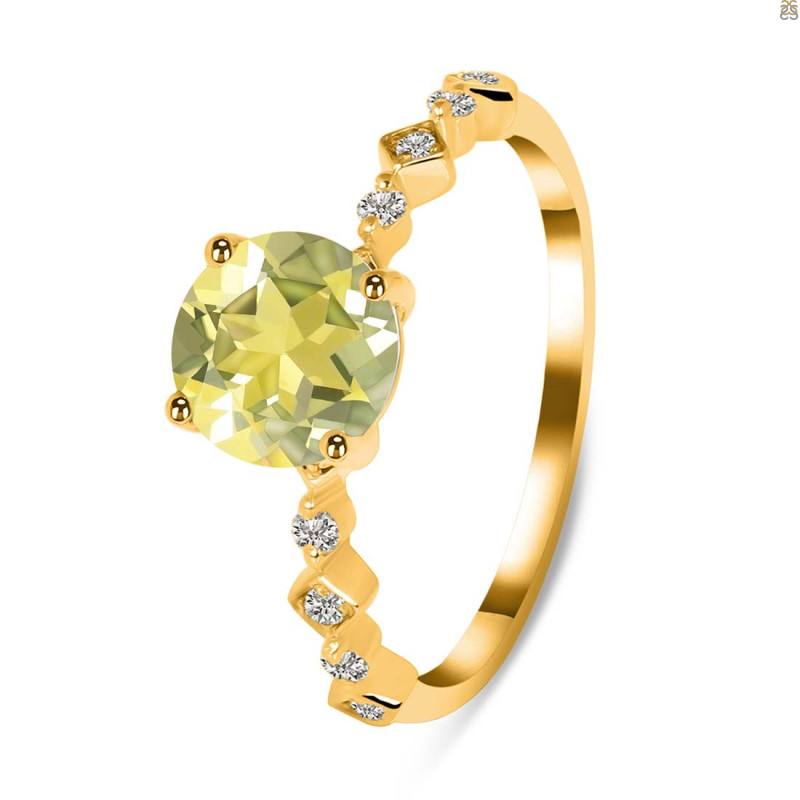 Lemon Quartz & White Topaz Ring LEM-RR-426.